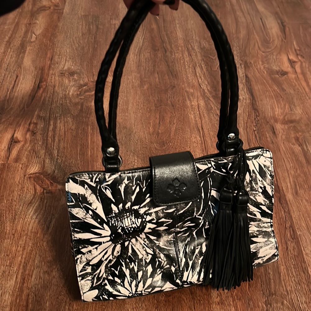 Patricia Nash Black and White Leather print purse